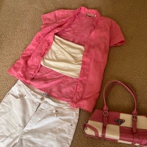 Linen embroidered button down